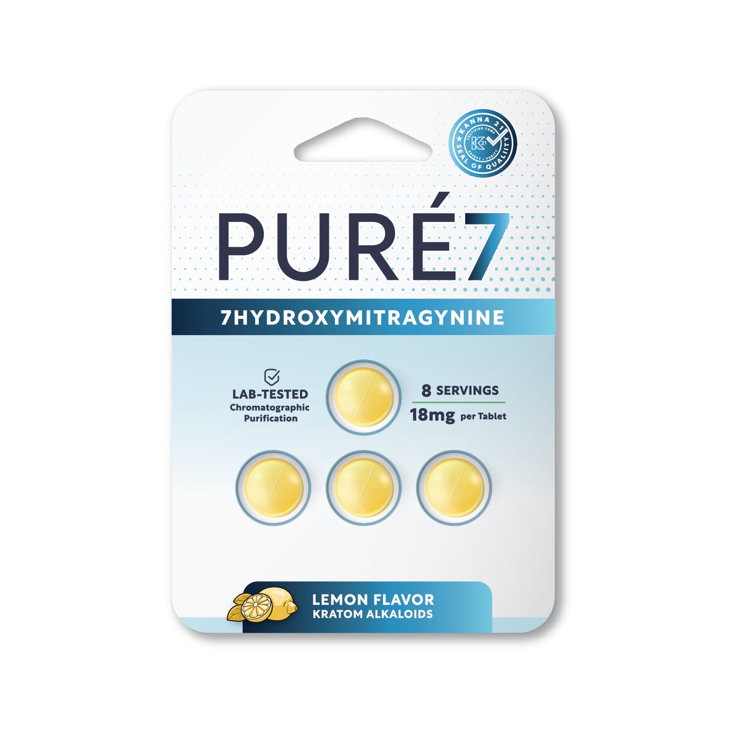 Puré7 Kratom Tablets - 18mg 4 Tablet Pack - 8 servings