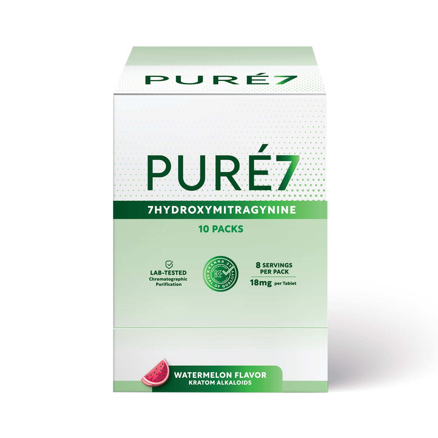 Puré7 Kratom Tablets - 18mg 4 Tablet Packs - 10 Packs, 80 Servings