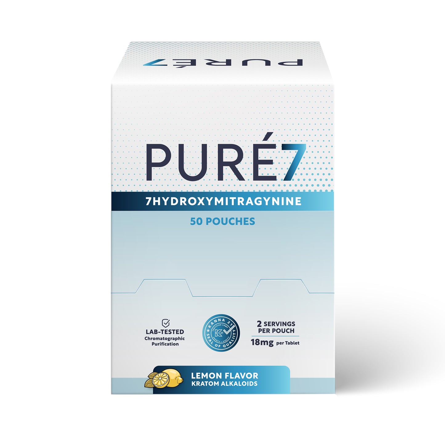 Puré7 Kratom Tablets - 18mg 1 Tablet Pouches - 50 Pouches, 100 Servings