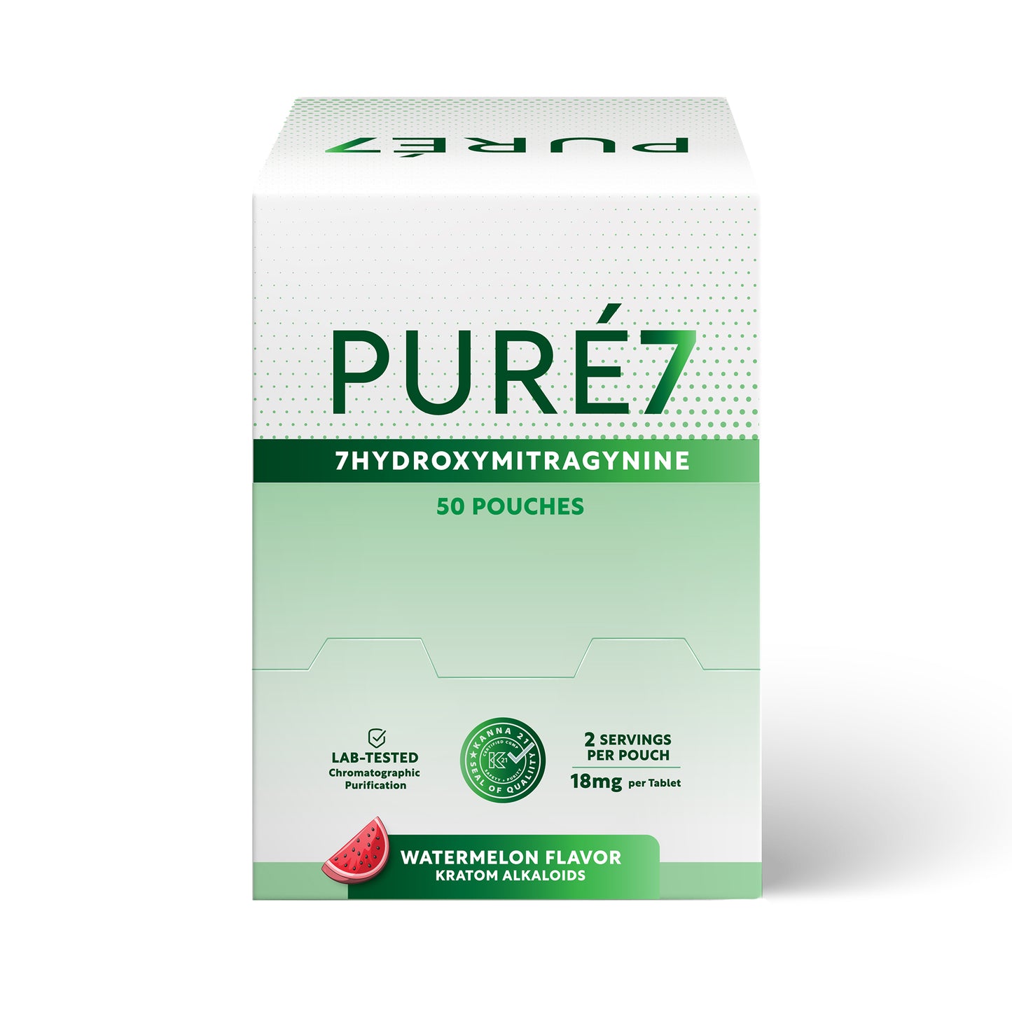 Puré7 Kratom Tablets - 18mg 1 Tablet Pouches - 50 Pouches, 100 Servings