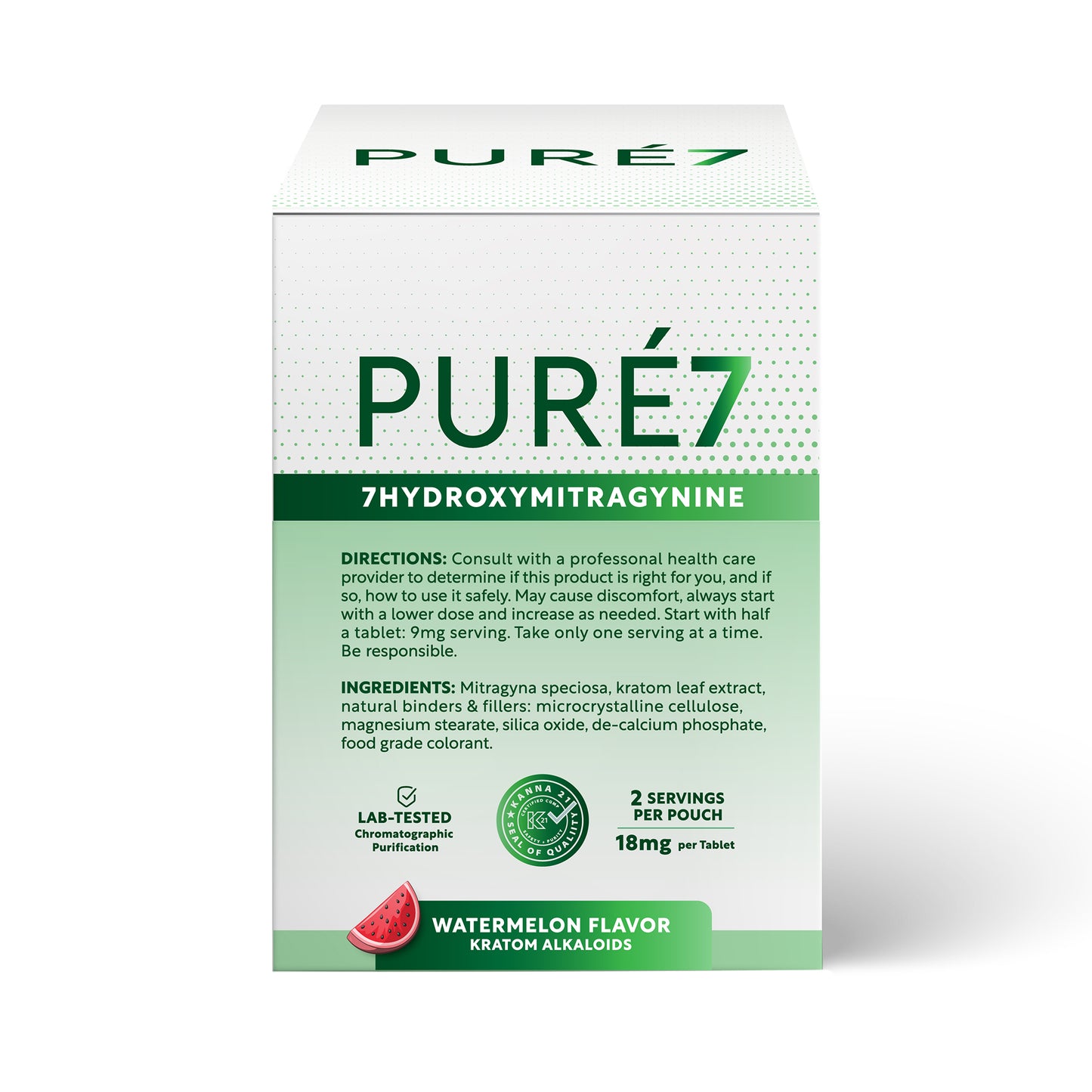 Puré7 Kratom Tablets - 18mg 1 Tablet Pouches - 50 Pouches, 100 Servings