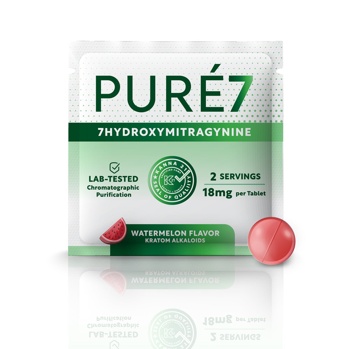 Puré7 Kratom Tablets - 18mg 1 Tablet Pouch - 2 Servings