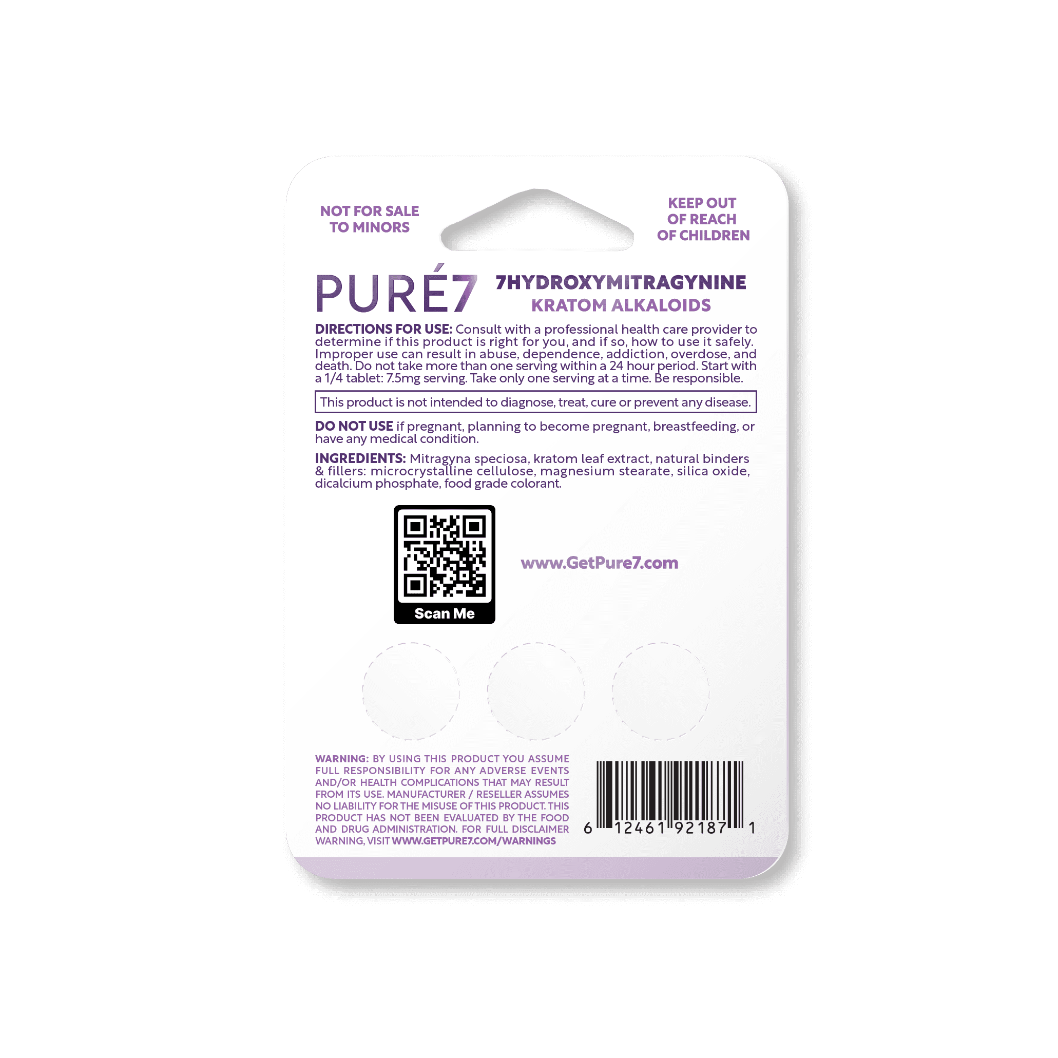 Grape 3ct Pure 7OH Tablets - Blister Pack (back)