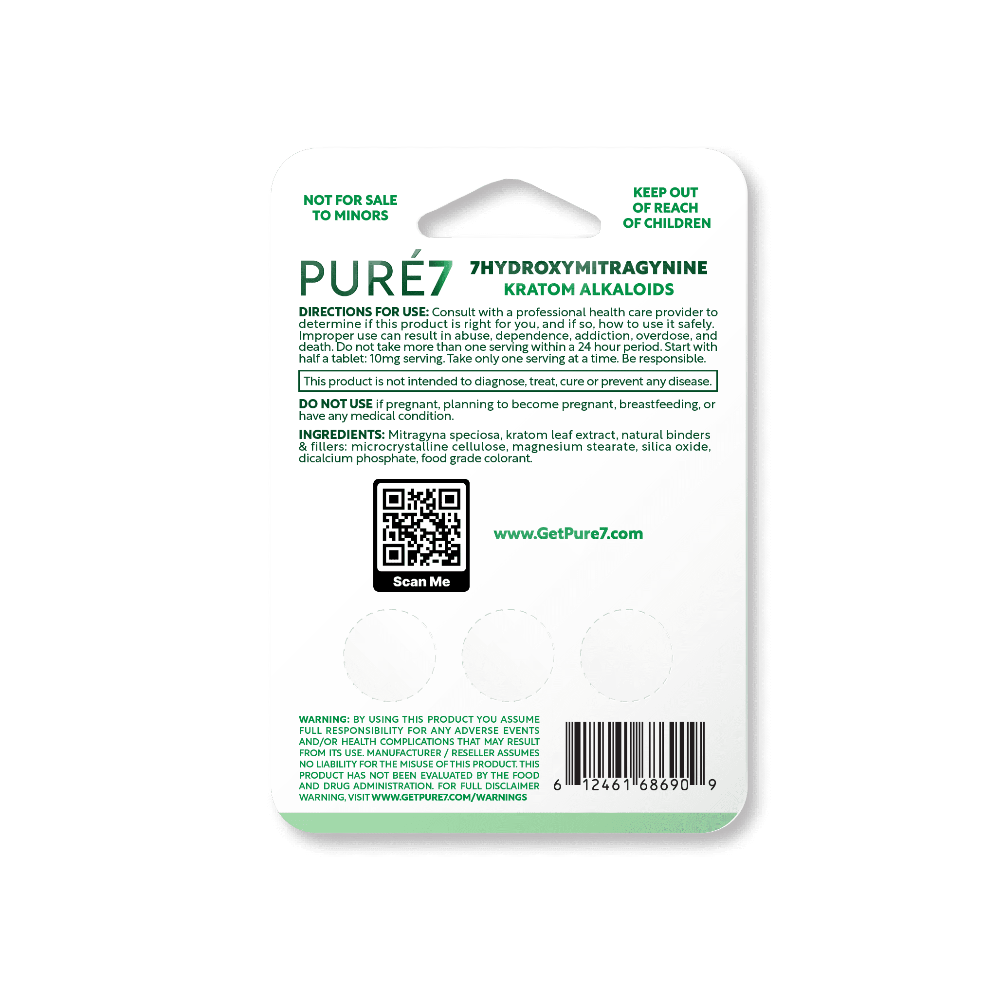 Watermelon Pure 7OH Tablets 3ct Back Panel
