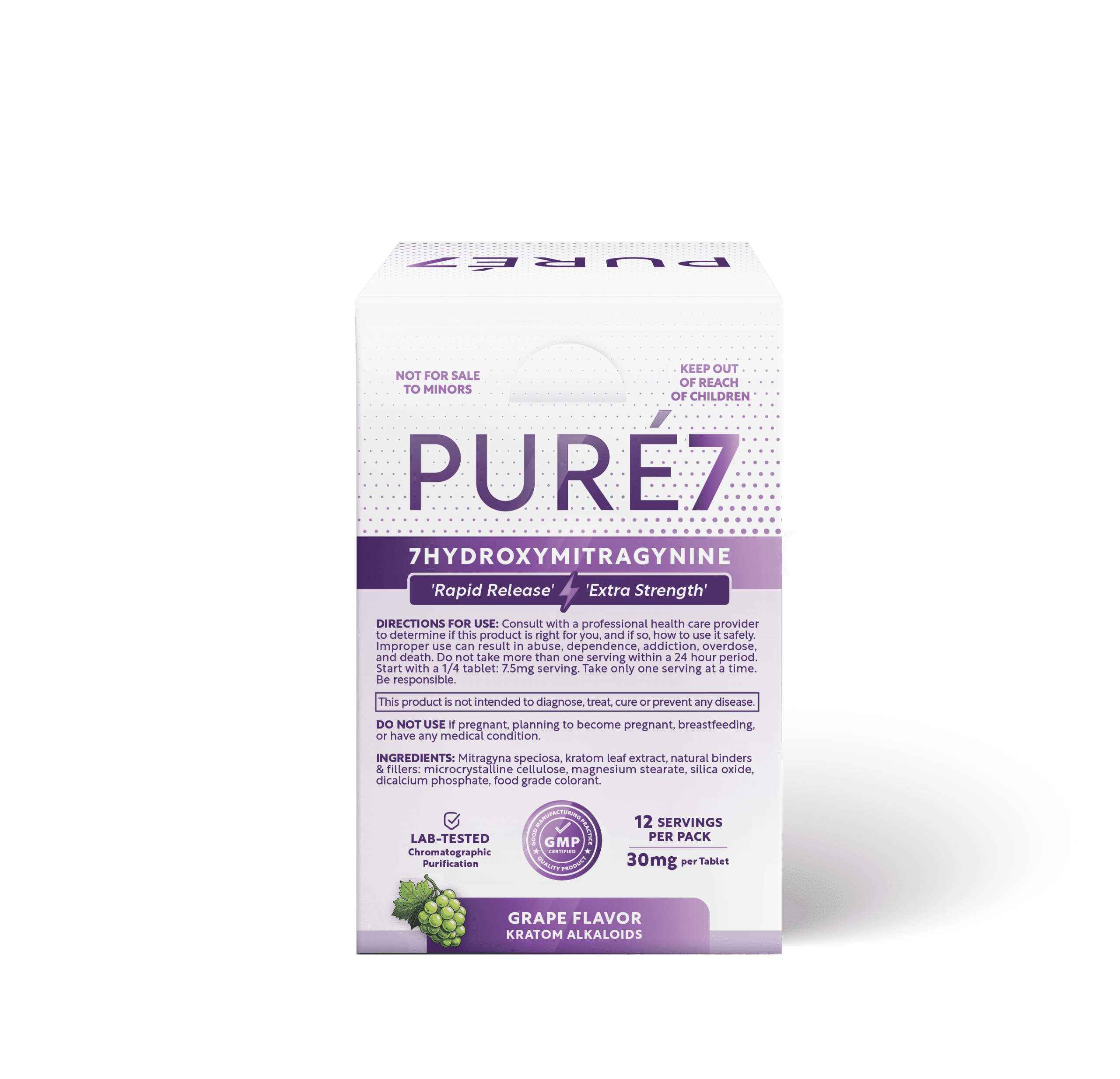 Grape 3ct Pure 7OH Tablets - Blister Pack Display (Back)