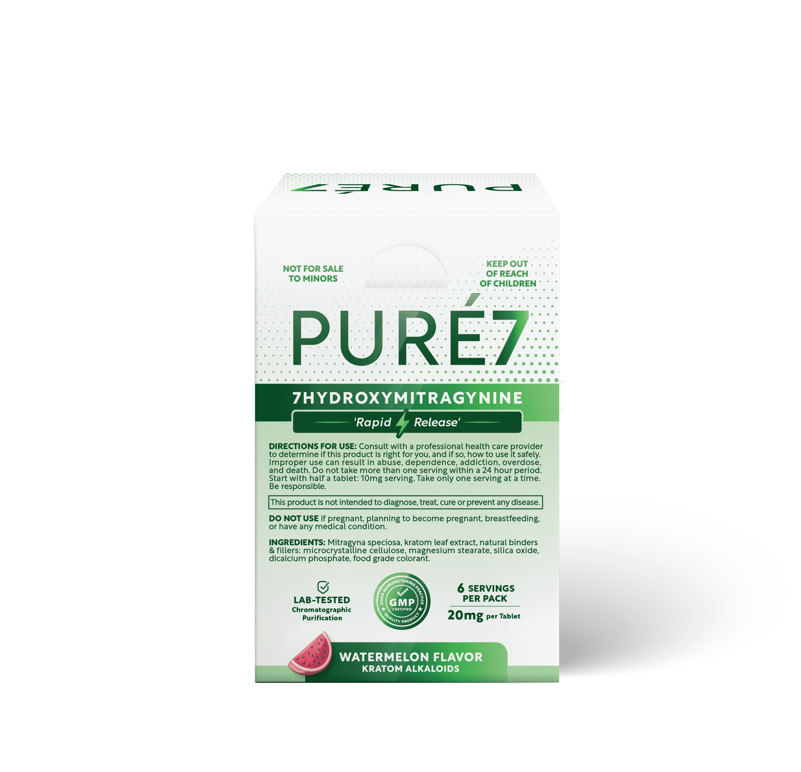 Pure 7OH Tablets - Watermelon Display 3ct - 10 Packs (Back)