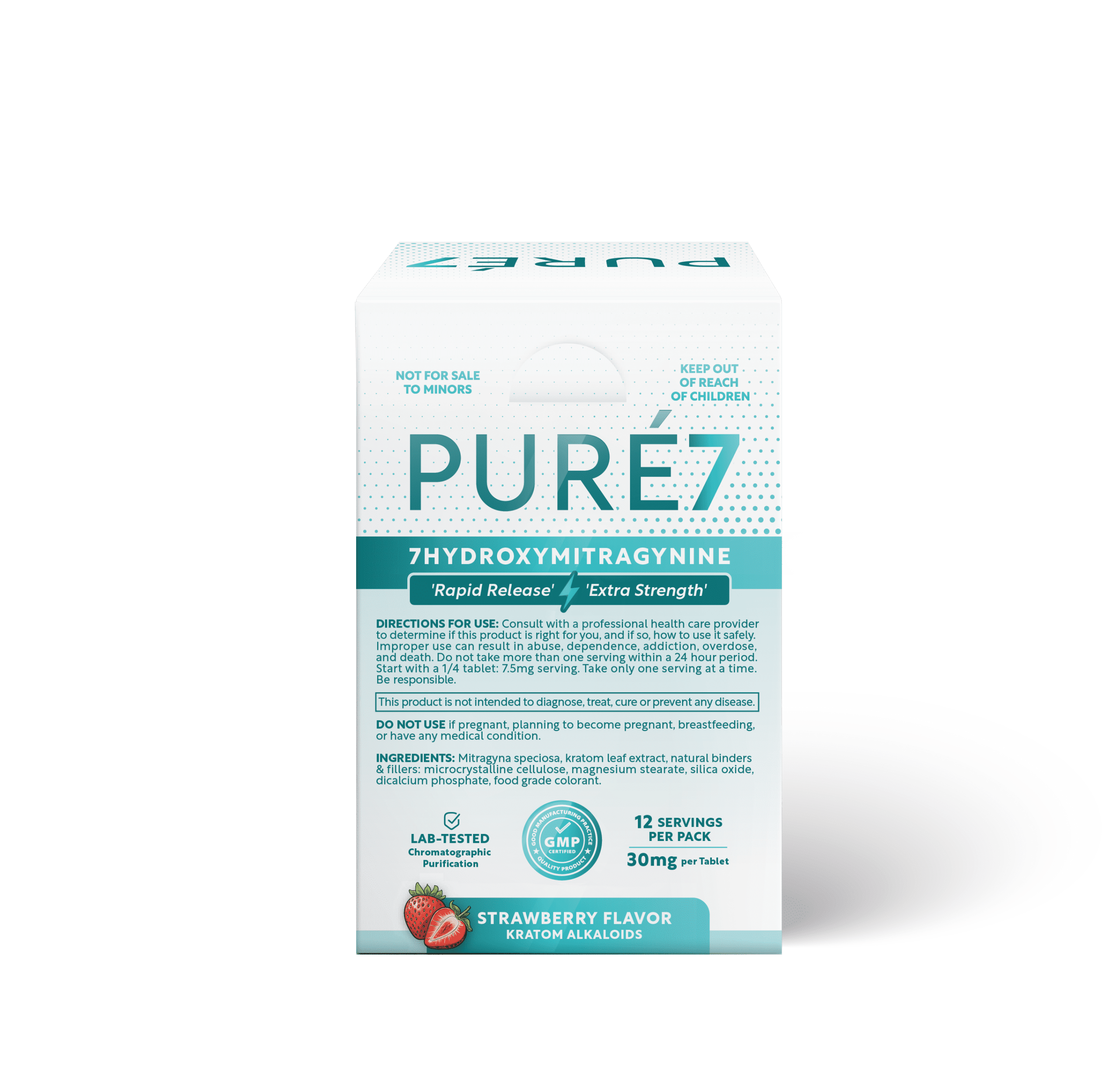 3ct Tabs Display - Pure 7OH Tablets - Strawberry (Back)