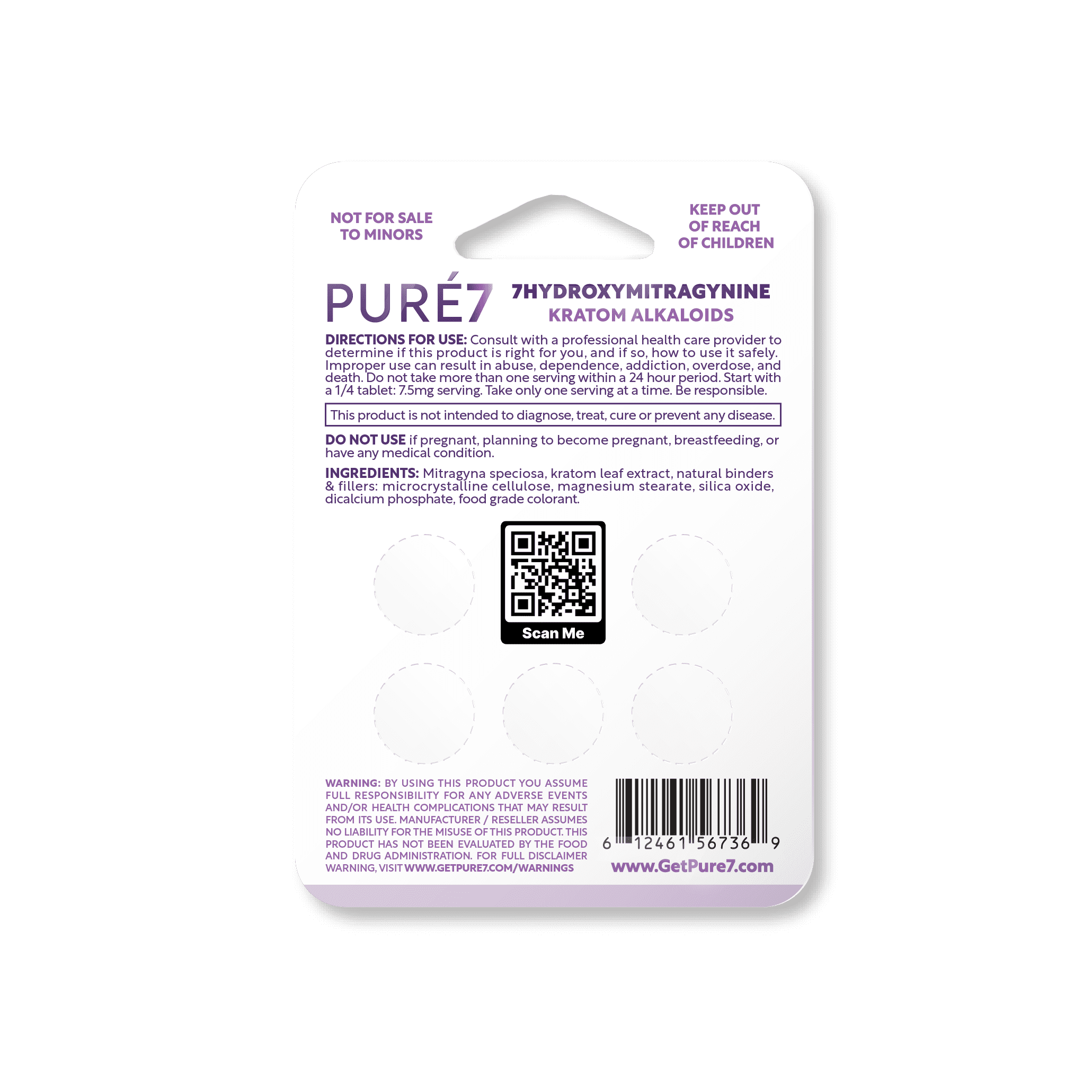 Grape 5 ct Pure 7OH Tablets Blister Pack (Back)