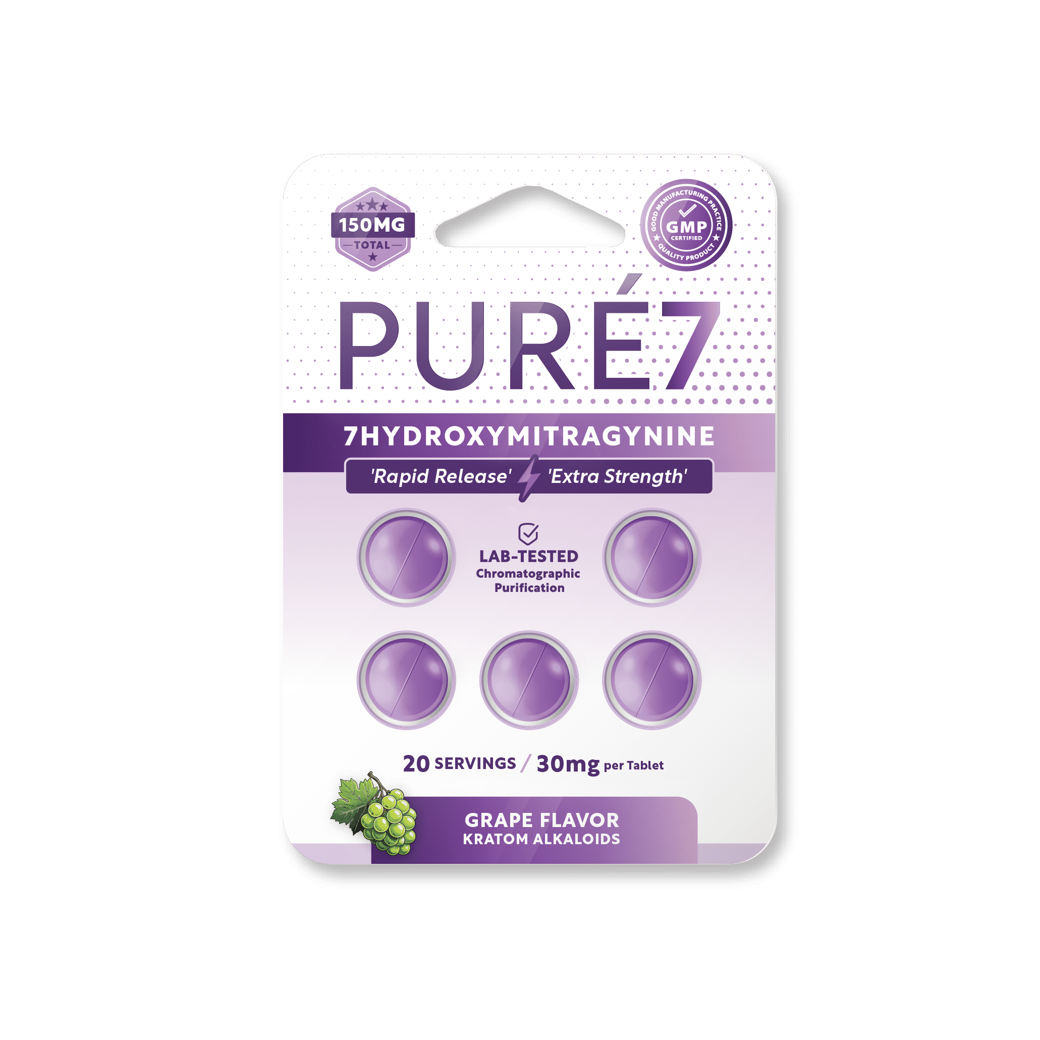 Grape 5 ct Pure 7OH Tablets Blister Pack