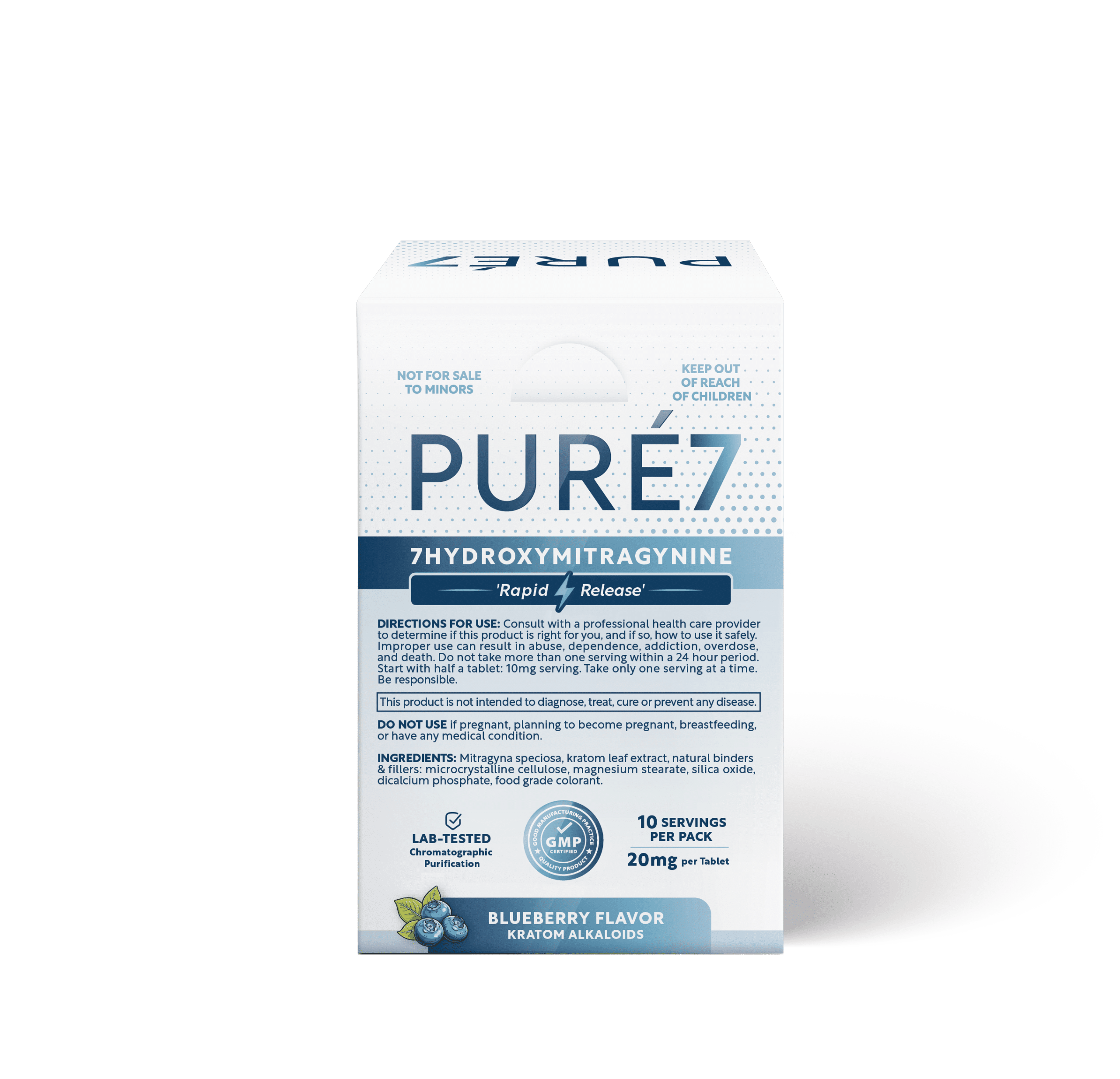 Display Unit Back - 10ct of Pure 7OH Tablets Blueberry 5 Pack