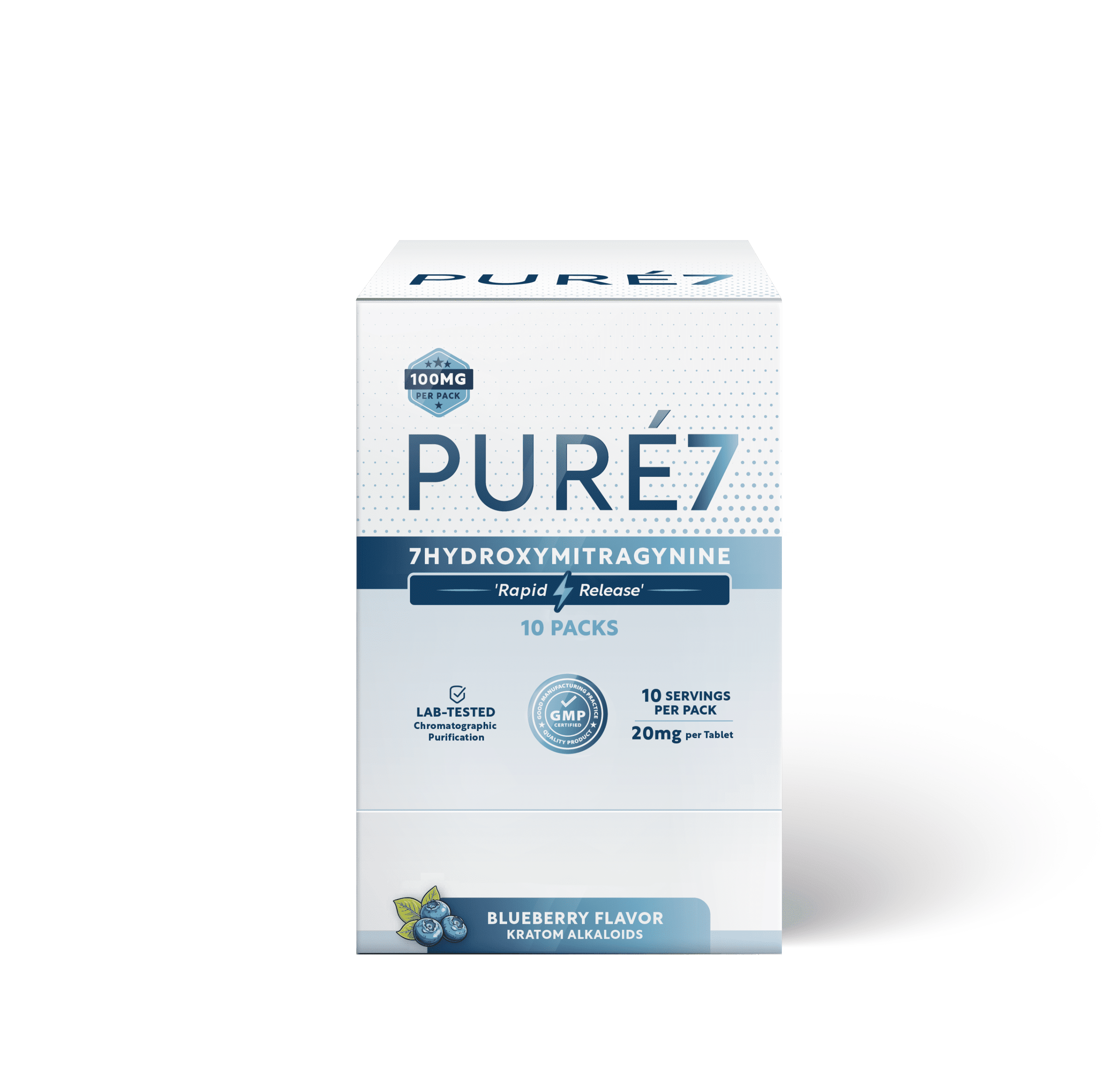 Display Unit - 10ct of Pure 7OH Tablets Blueberry 5 Pack