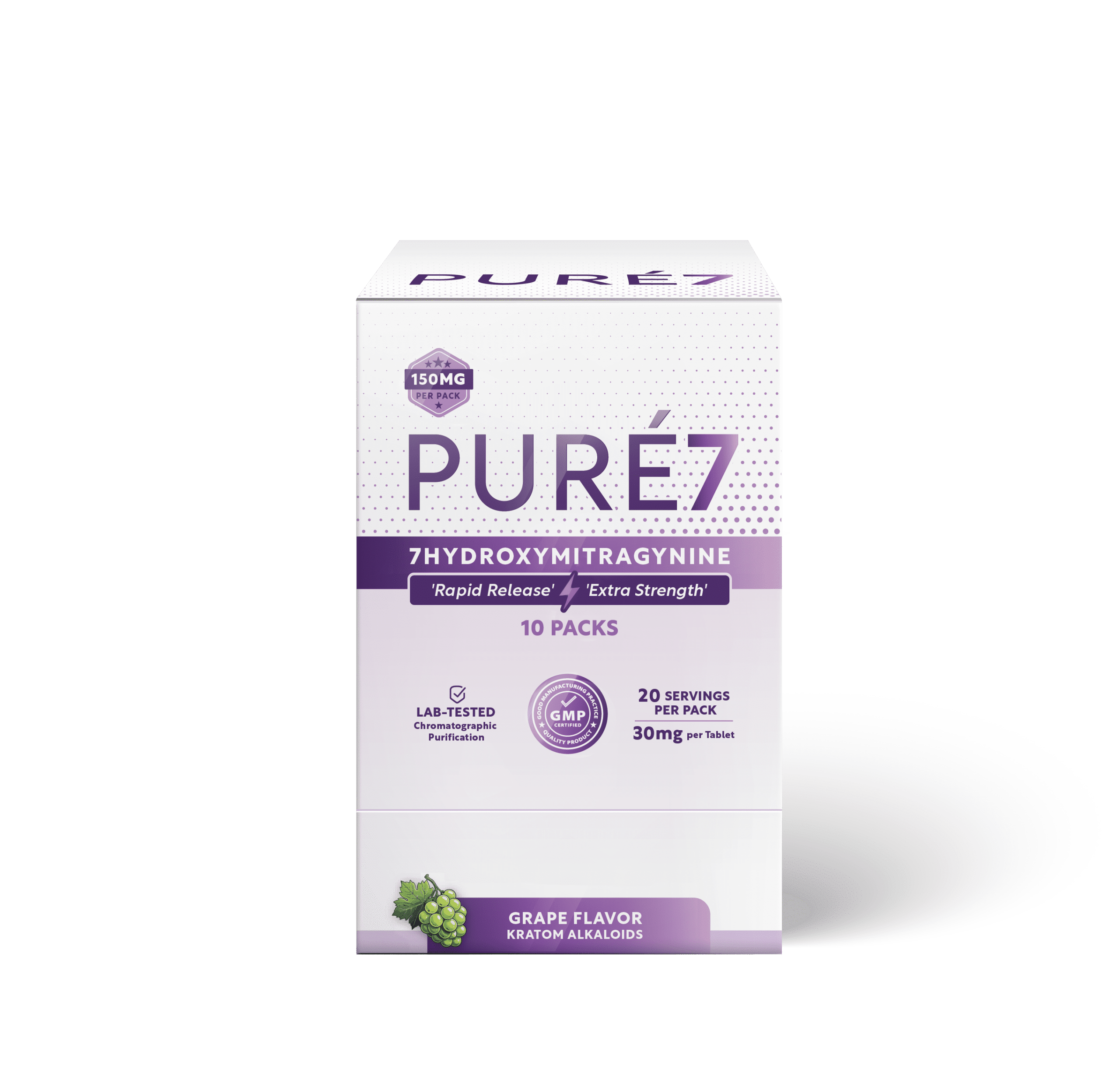 Grape 5 ct Pure 7OH Tablets Blister Pack - Display