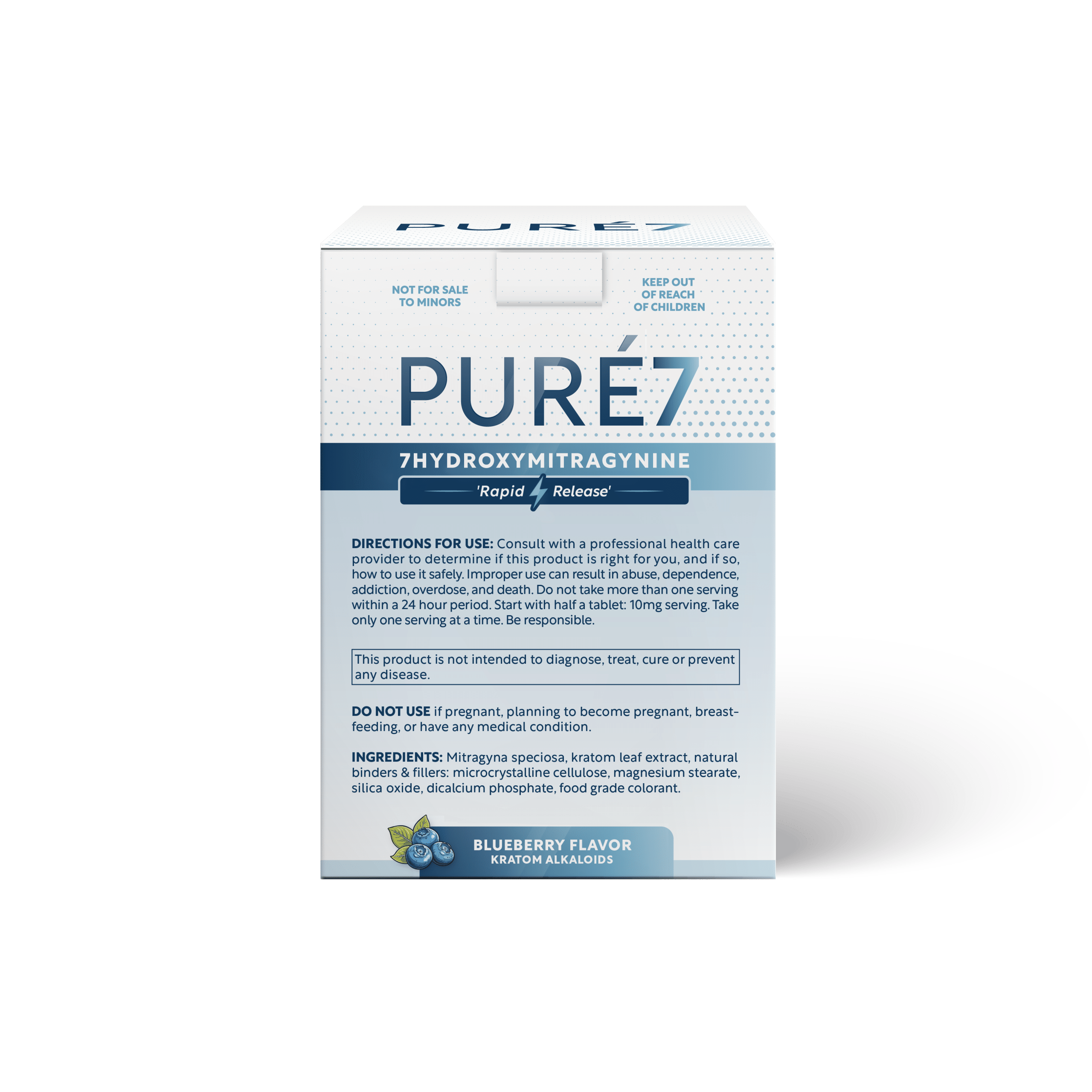 Display Back Pure 7OH Tablets - Single Blueberry