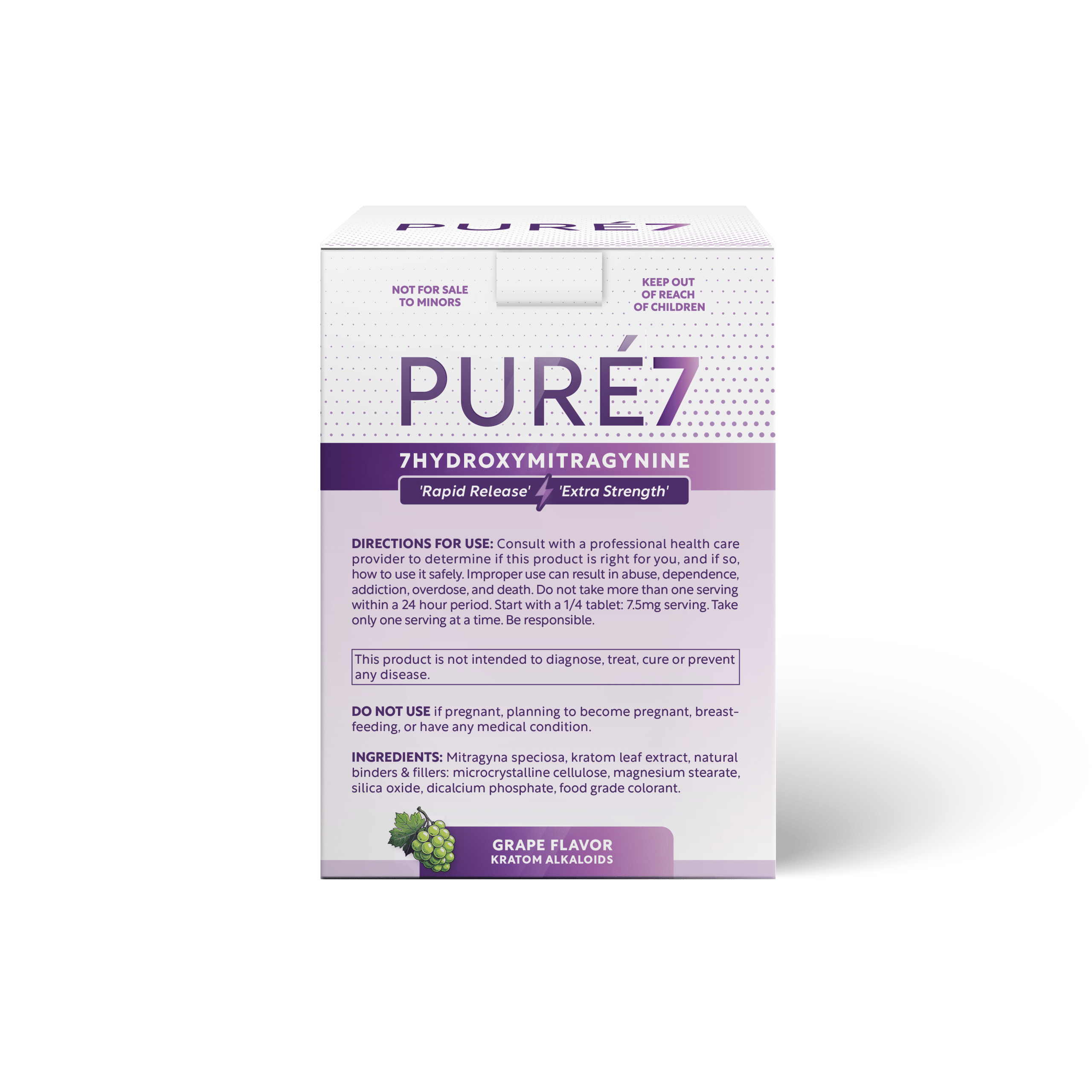 Pure 7OH Tablets Grape Display - 30mg Singles (Back)