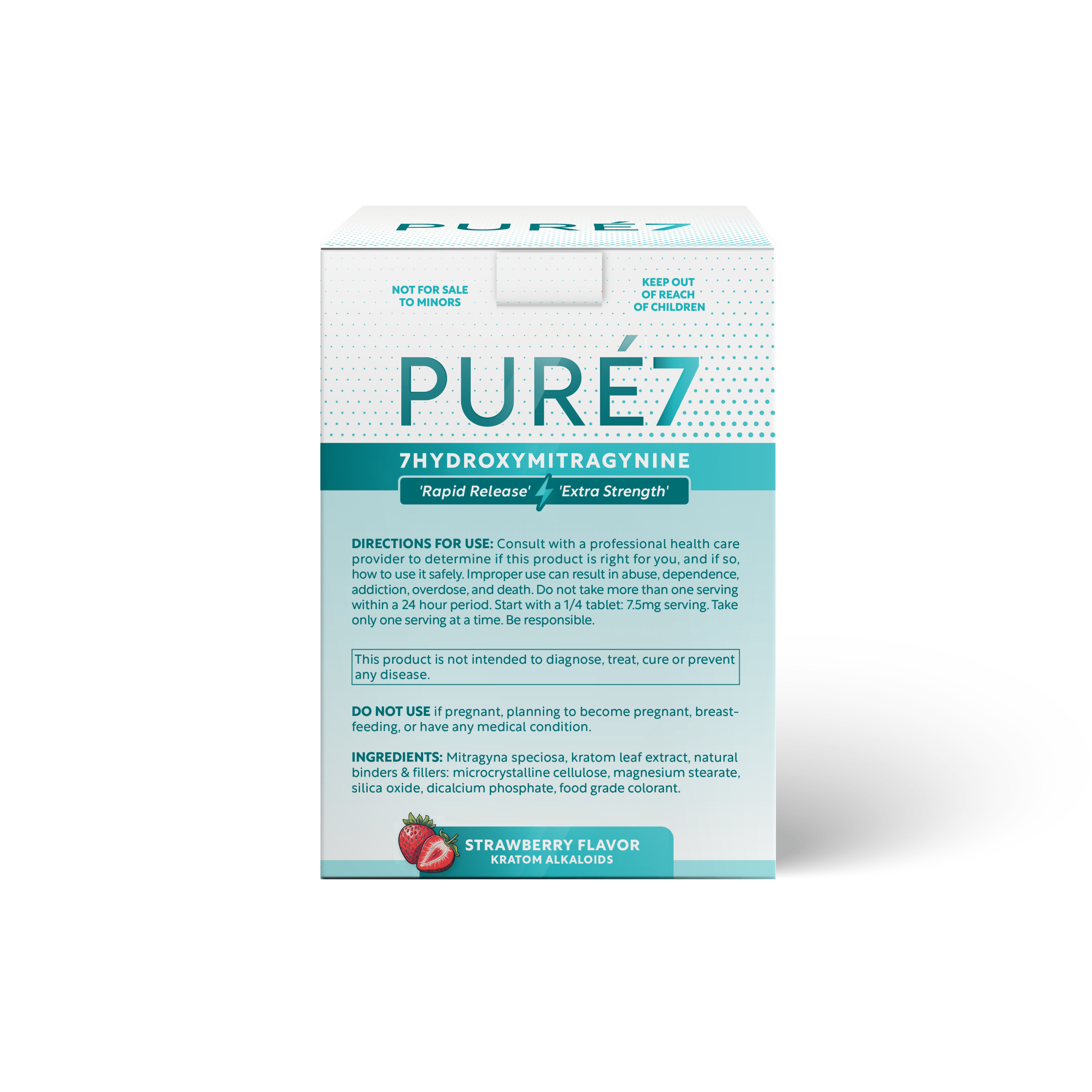 Pure 7OH Tablets Strawberry Display - 30mg Singles (Back)