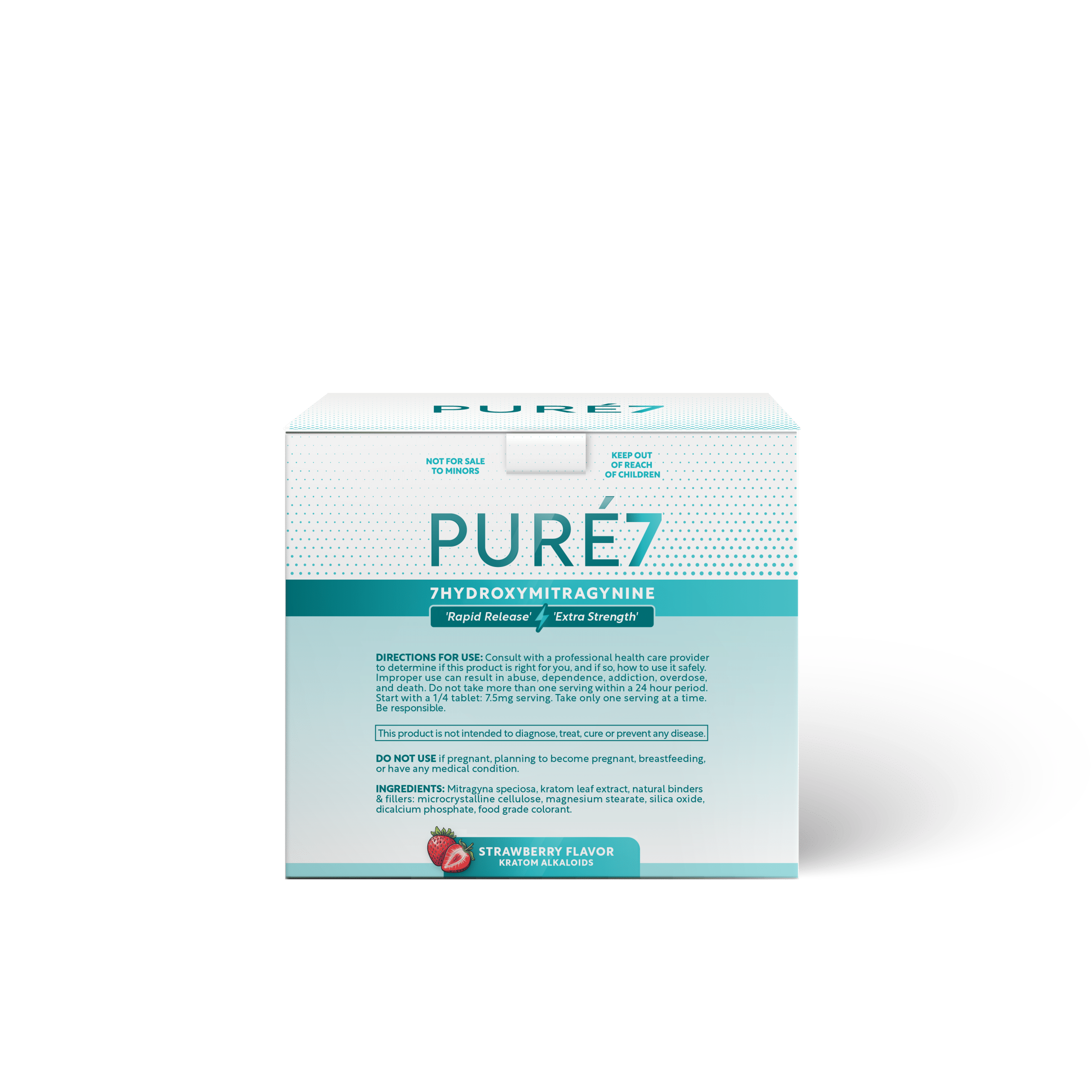 Pure 7OH Tablets Strawberry Display - 30mg Singles (Back)