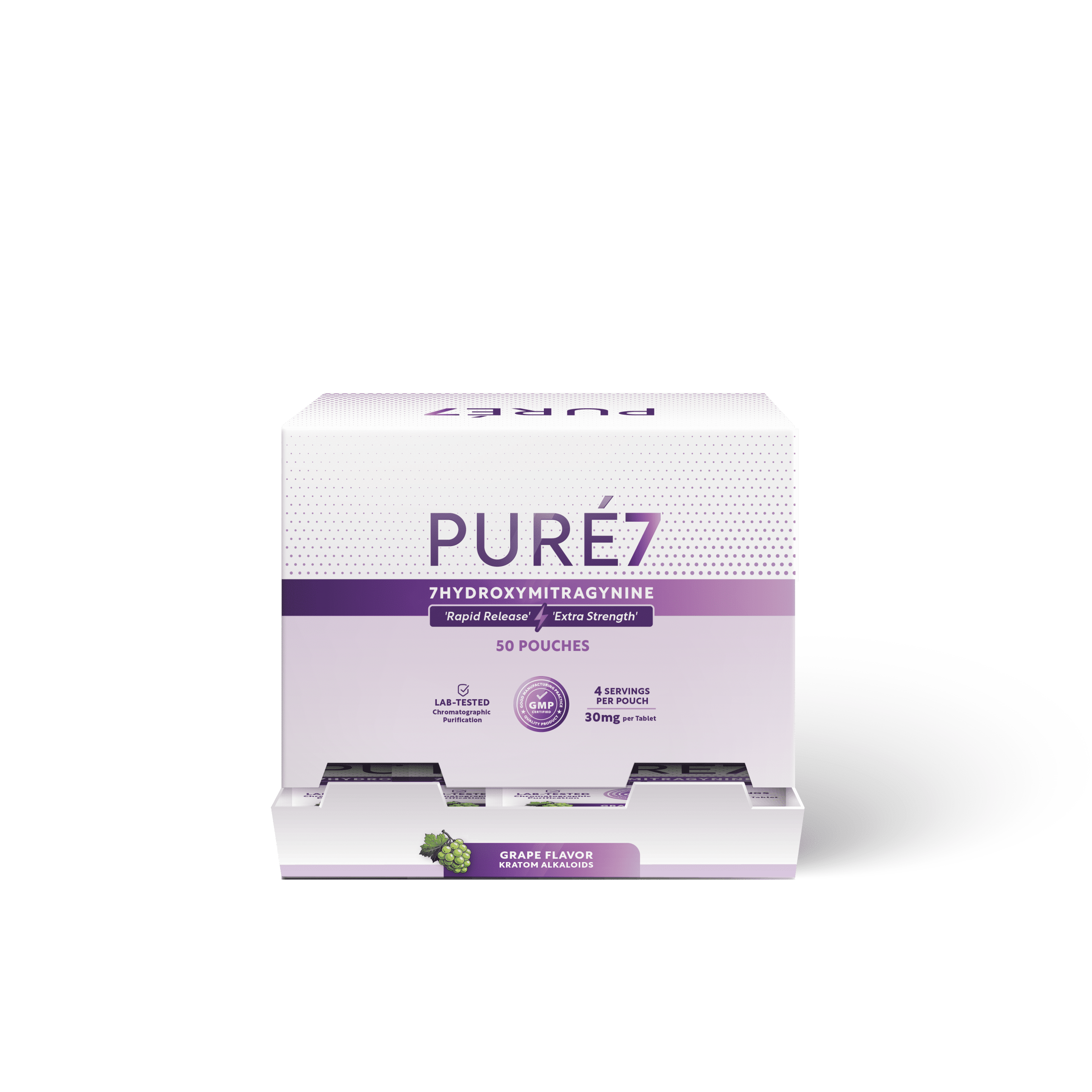 Pure 7OH Tablets Grape Display - 30mg Singles