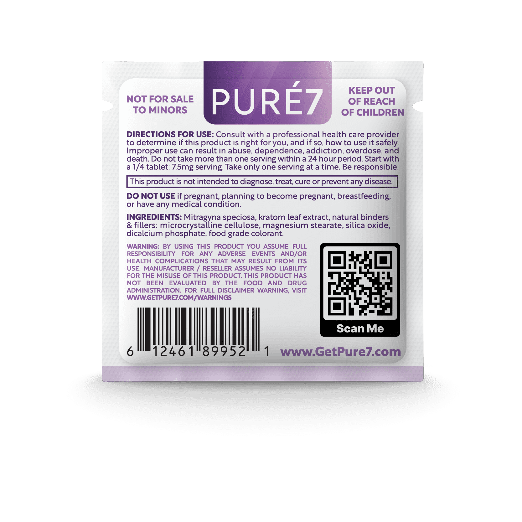 Pure 7OH Tablet - Grape 30mg (Back)