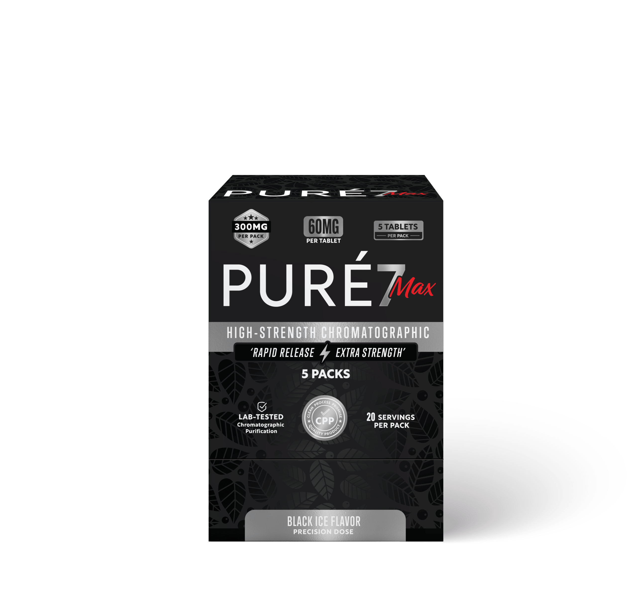 Pure 07 Label Display Black Ice Pure 7 Max - Pure 60mg per Tablet | 5 ct