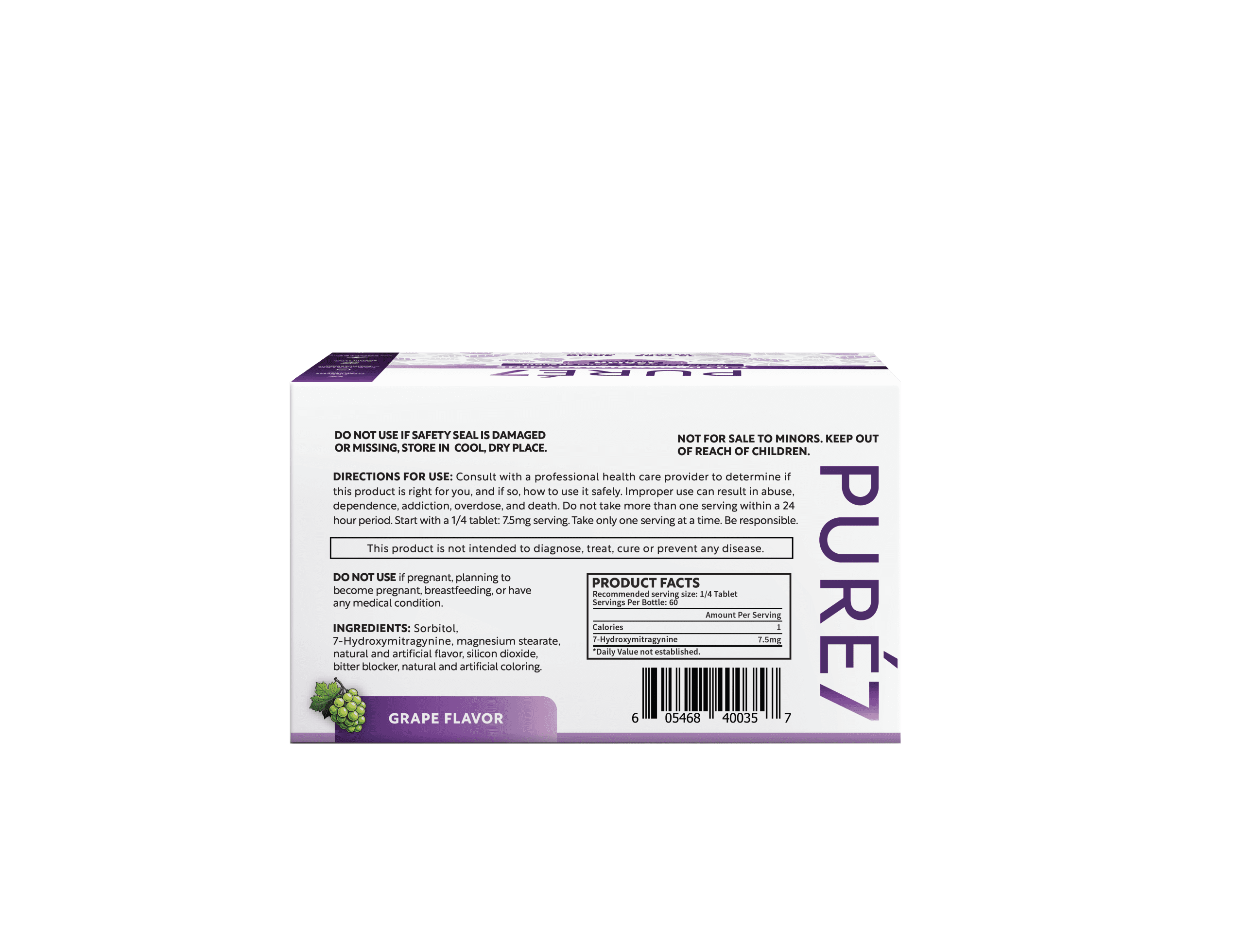 Pure7 Grape 15 ct Bottle Display Back View