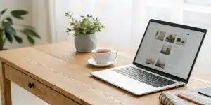 A person using a laptop to safely buy pure 7-hydroxymitragynine online.